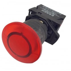 Μπουτόν μανιτάρι / Κόκκινο Φ40 - Φωτιζόμενο με LED - Με μανδάλωση - Πλαστική σειρά - SDL16-EWMZ42 - Xindali