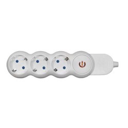 Multiple 3 sockets without cable white - Bubble + Lighting switch on/off - lumen