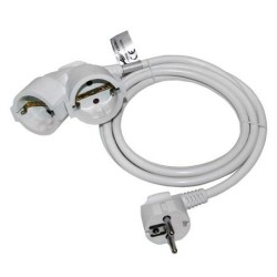Cable extension with schuko with 2 sockets with cable 3x1.5mm² 2m white - Adeleq