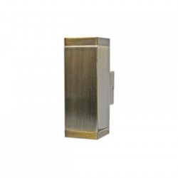 Wall mounted Aluminum double Square 9221 2power Led IP54 antique brass body cool white - adeleq 