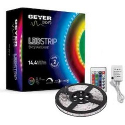 Led Smd - Strip kit 14.4w/m - 5M RGB IP20  - 12V DC Plug driver / RGB Controller - LSKIT144RGB65 - Geyer